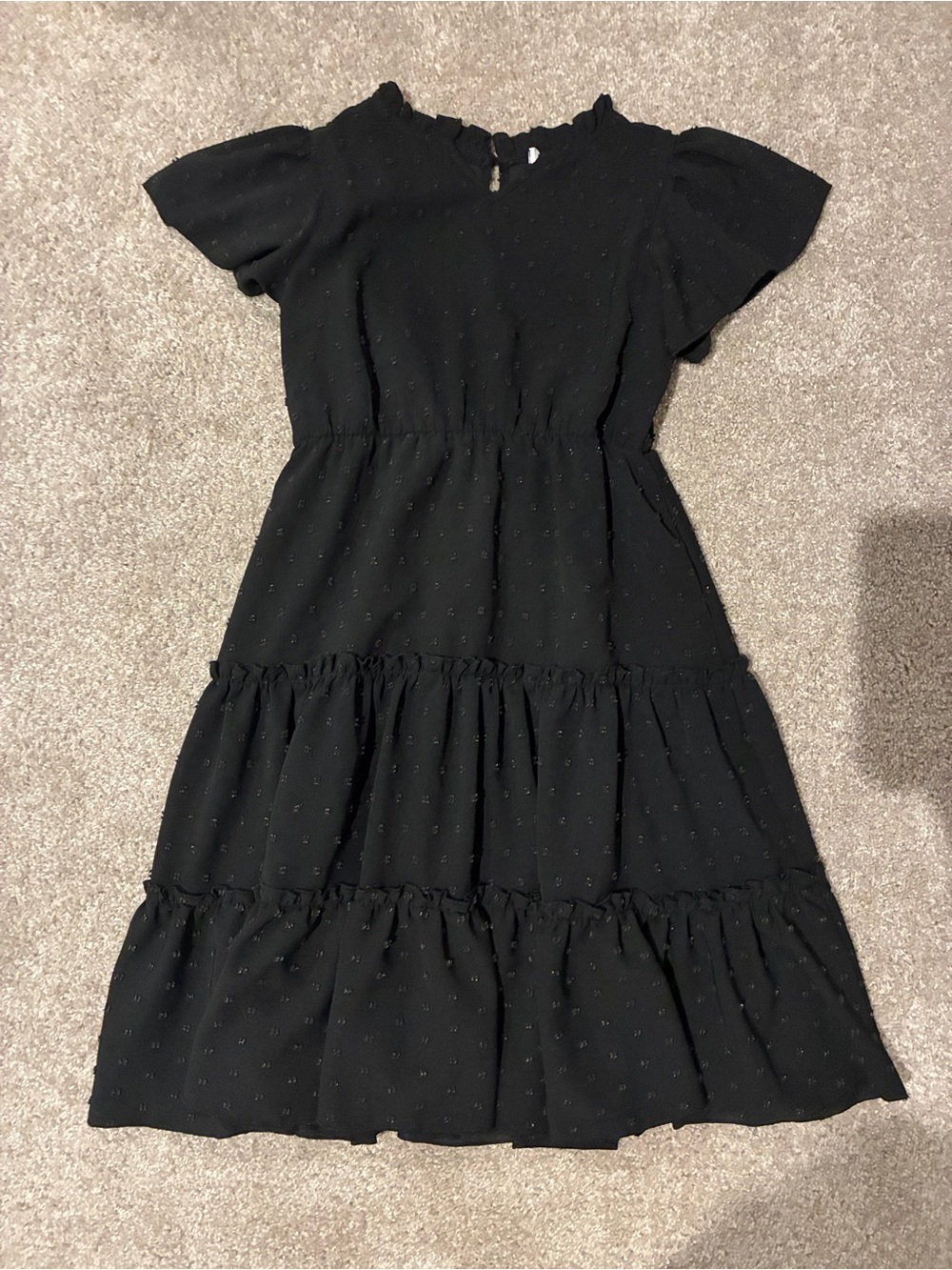 Black Tiered Ruffle Sleeve Dress Children Concert Size 12